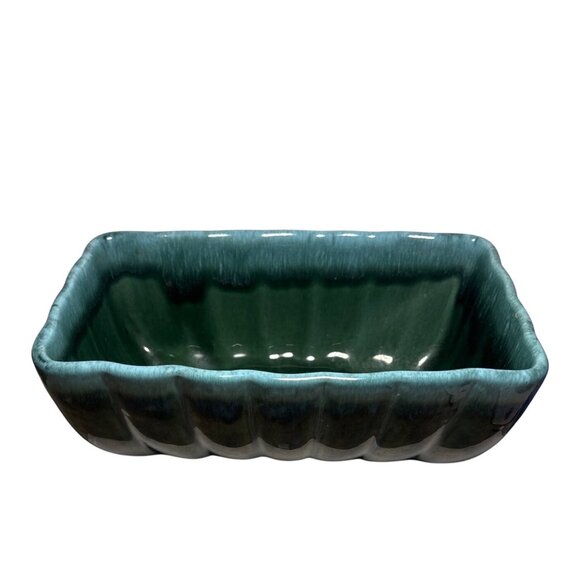 Hull USA Ceramic Rectangular Green Planter Vase 8.5" Mid Century Modern F42 - Picture 1 of 11